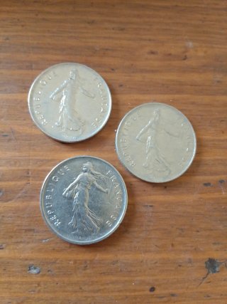 3 Monedas 5 Francos Franceses
