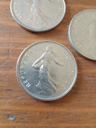 3 Monedas 5 Francos Franceses