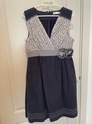 Vestido azul y blanco mujer