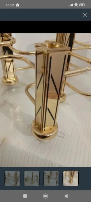 Lámpara de techo dorada de metal y cristal