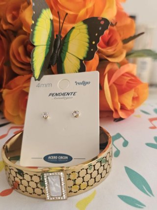 Conjunto Pendientes y Pulsera Gotico de acero