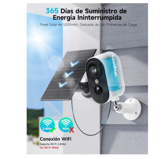 Cámara Vigilancia WiFi Exterior Solar 2K