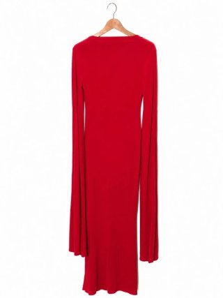 Vestido rojo largo fiesta mangas capa