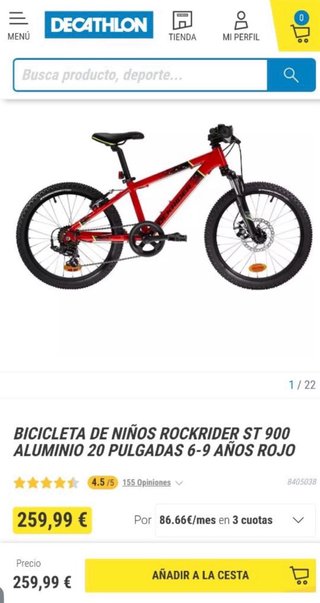 Bicicleta Infantil Rockrider ST 900 20” Roja