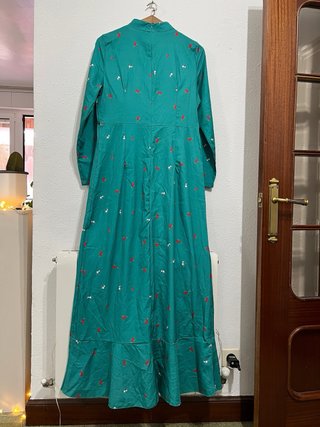 Vestido largo verde turquesa estampado