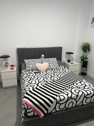 Cama tapizada gris + Colchón Flex Silver