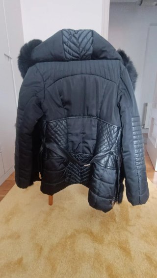 Chaquetón Piel y Tela Negro Talla 40