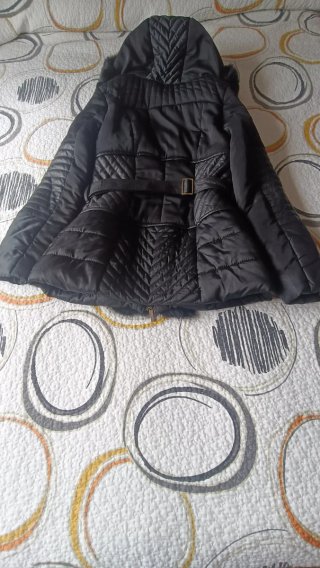 Chaquetón Piel y Tela Negro Talla 40