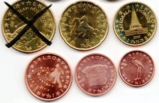 5 Monedas Euro Eslovenia 2007, sin circular