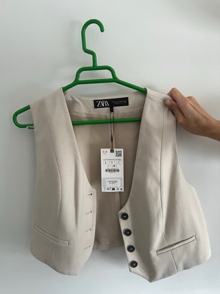 Chaleco de traje Zara beige Talla L