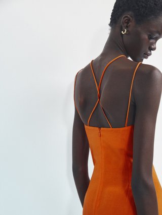 Vestido Massimo Dutti Naranja Lino
