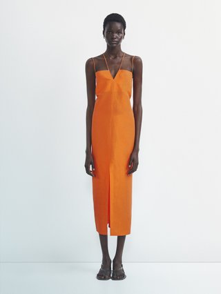 Vestido Massimo Dutti Naranja Lino