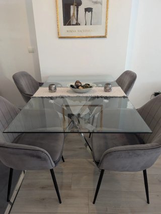 Mesa de comedor de cristal