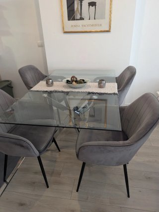 Mesa de comedor de cristal