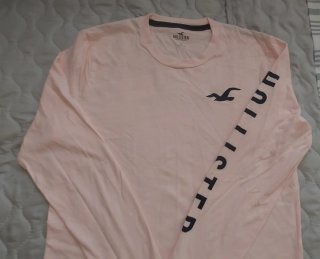 Camiseta Hollister manga larga rosa