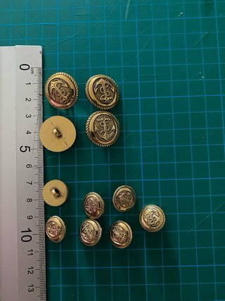 Botones dorados ancla náutica x10