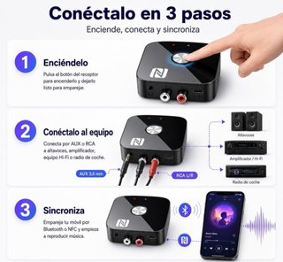 Receptor Bluetooth LOOCID 5.3 RCA AUX Jack 3.5mm