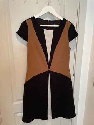 Vestido Zara Mujer Negro Marrón Blanco