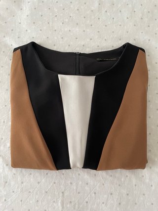 Vestido Zara Mujer Negro Marrón Blanco