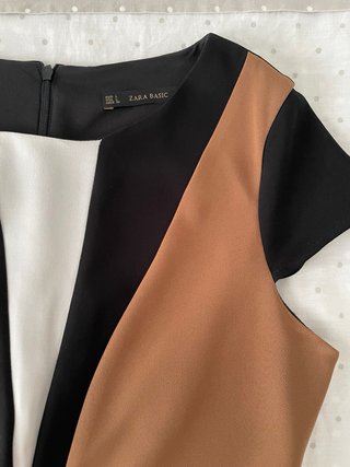 Vestido Zara Mujer Negro Marrón Blanco