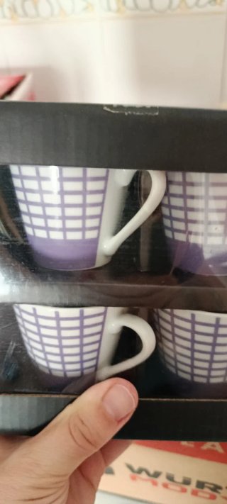 Juego 6 Tazas Café Porcelana Morado