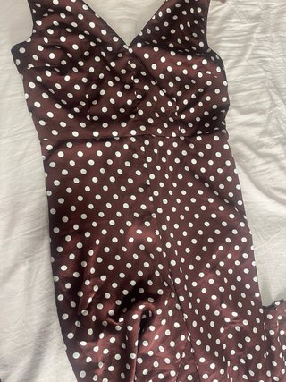 Mono Mango Lunares Marrón Satinado Talla M
