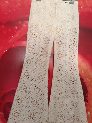 Pantalón  flare Zara blanco