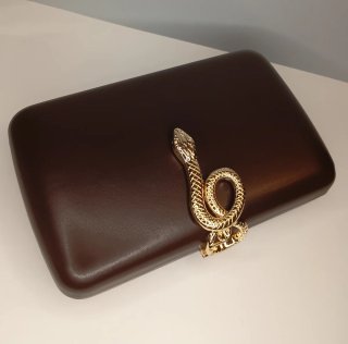 Bolso de fiesta con cierre joya serpiente dorada