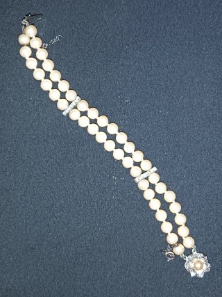 Pulsera Majorica Perlas Doble Hilo Plata