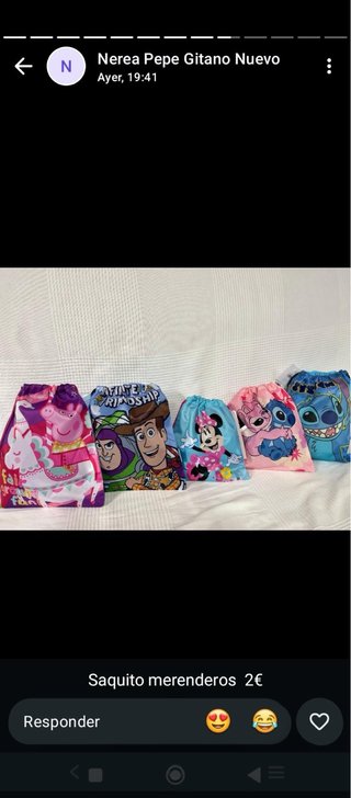 Saquito merendero infantil 2€