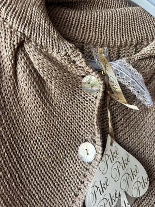 Cárdigan beige punto calado boho chic