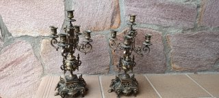 Par Candelabros Bronce 5 Brazos