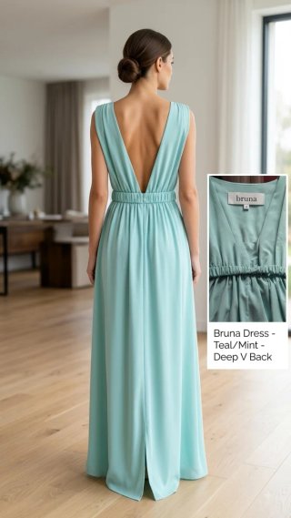 Vestido largo fiesta BRUNA Verde Agua