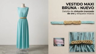 Vestido largo fiesta BRUNA Verde Agua