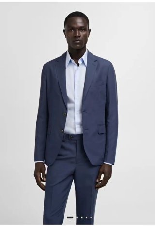 Traje Slim Fit Mango. Azul. Americana Talla 46