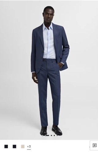 Traje Slim Fit Mango. Azul. Americana Talla 46