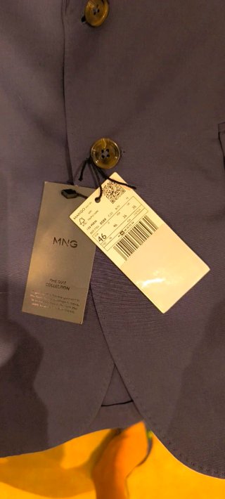 Traje Slim Fit Mango. Azul. Americana Talla 46