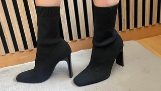 Botín Zara Tacón 10cm Tela Elástica Talla 37