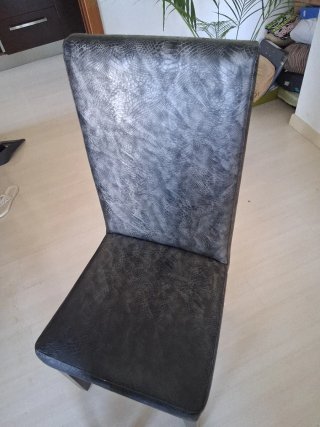 Juego de 6 sillas polipiel negro/gris