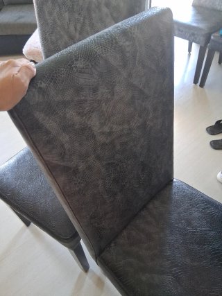Juego de 6 sillas polipiel negro/gris