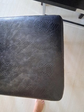 Juego de 6 sillas polipiel negro/gris