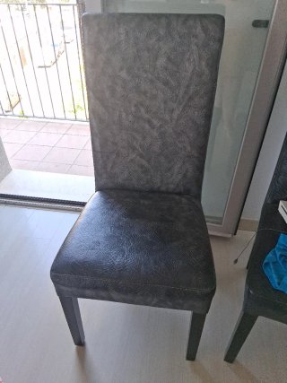 Juego de 6 sillas polipiel negro/gris