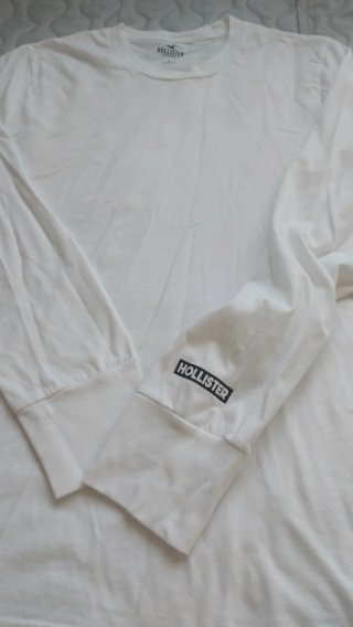 Camiseta Hollister Blanca Manga Larga Talla S
