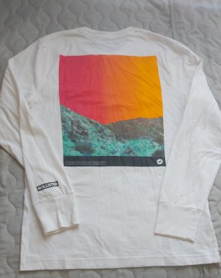 Camiseta Hollister Blanca Manga Larga Talla S