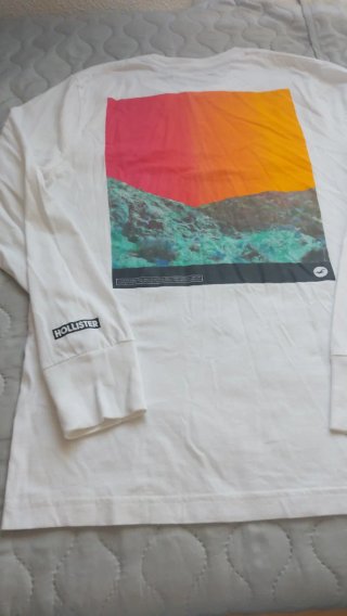 Camiseta Hollister Blanca Manga Larga Talla S