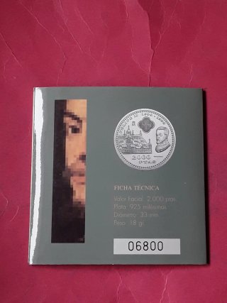2000 PESETAS PLATA 1998 FELIPE II. CARTERA FNMT