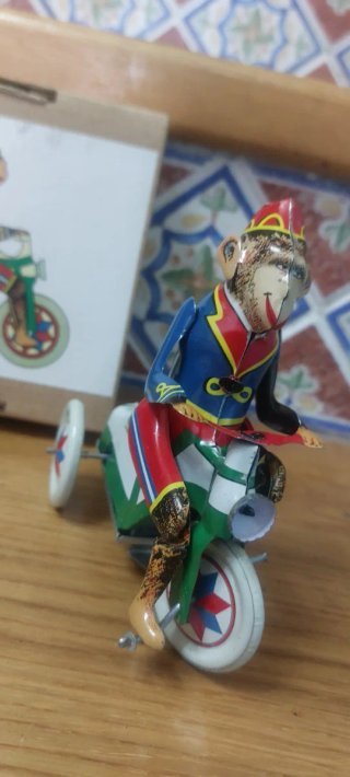 Juguete Paya Mono Triciclo Cuerda Antiguo Reprod