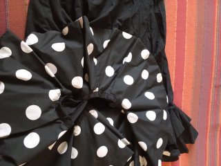Falda Rociera Negra Lunares Blancos Talla Única