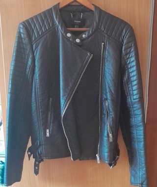 Chaqueta cuero Mango marrón