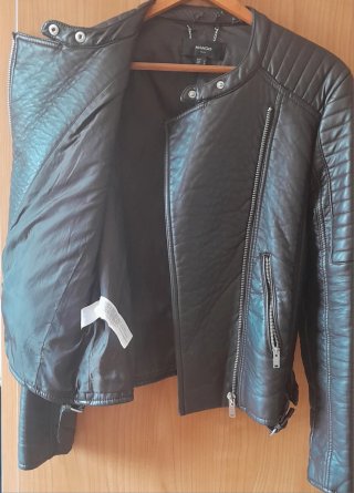 Chaqueta cuero Mango marrón